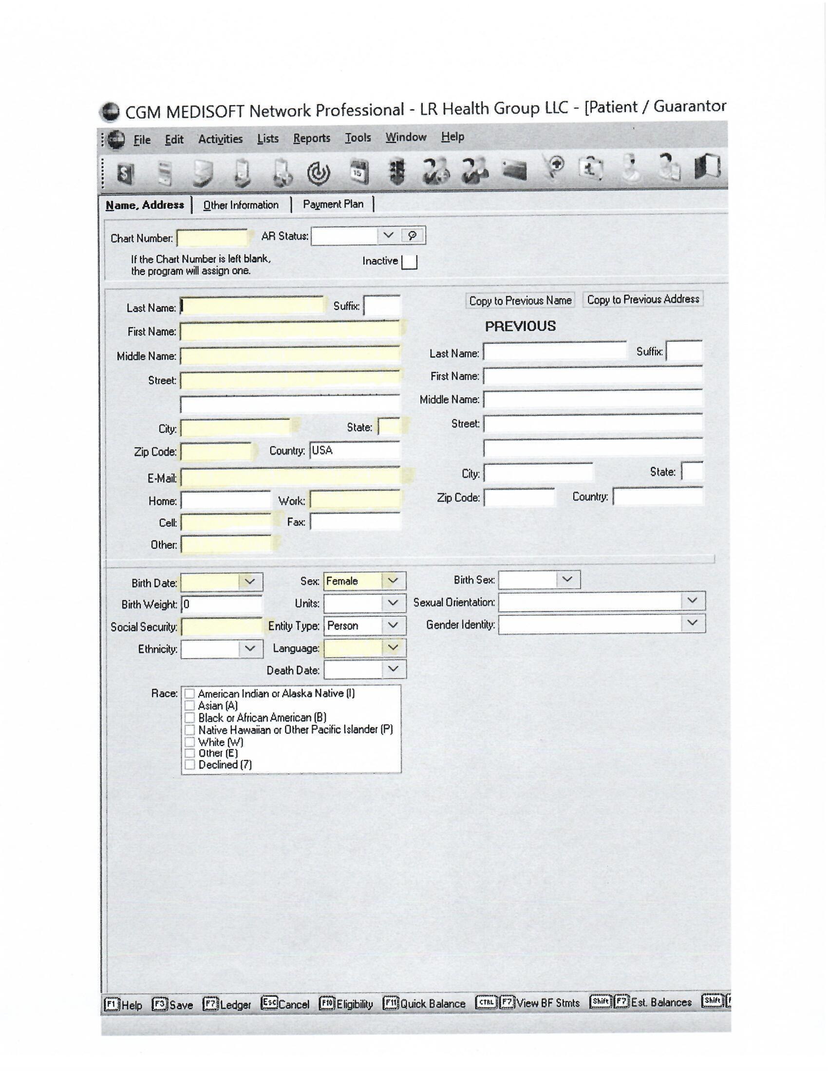 CA Manual version — force the chart number from the NP Log, then key patient information